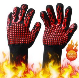 Extreme Heat Resistant Kitchen Barbecue Thick Silicon Oven Gloves BBQ Grill Long Glove For Extra Forearm Protection