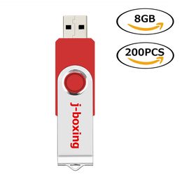 j_boxing Red 200X 8GB USB 2.0 Flash Drives Folding Flash Pen Drives Memory Stick Thumb Pen Storage for Computer Laptop Macbook LED Indicator