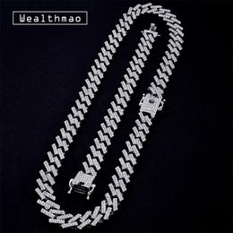 15mm Cuban Chain Fashion Iced Out Prong Gold Silver Link Chains Necklaces Crystal Rhinestones Hip Hop Jewellery Mens Necklace