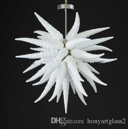 White Color Blown Chandeliers Lamps Bedroom Decorative Murano Glass Italian Style Flush Chandelier Lamp