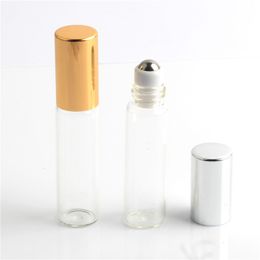 5ml Clear Glass Roll-on Bottle with Metal Roller Ball Glass Perfume Vials Essential Oil Bottle with Black/Gold/Silver Cap