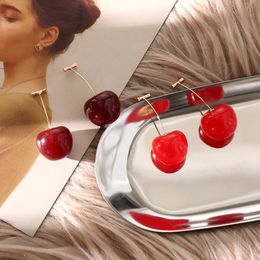 New Fashion Red Cherry Fruit simple Earrings For Women Tassel Dangle Earrings Sweet Long Pendant Girl Gift Summer Korea Jewellery