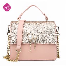 Pink sugao designer luxury handbags purses for women designer handbag 2019 new fashion shoulder bag simple crossbody bags with sequins hot