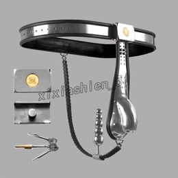 Male Chastity Belt Device Stainless Steel Bird Cage PA Hook with Plug Removable #R45