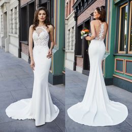 Fabulous Mermaid Lace Beaded Wedding Dresses Halter Neck Plus Size See Through Back Bridal Gowns Sweep Train robe de mariée