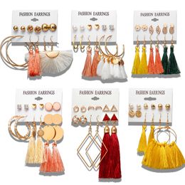 36 styles Brincos Femme DIY Silver Gold Gold Tassel Boucles d'oreilles pour femmes Big Geometric Hoop Boucle d'oreille Set Bijoux de mode en Solde