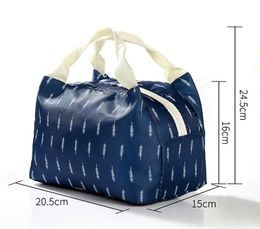 50pcs 5Styles New geometric pattern Lunch Bag Tote Bag Lunch Organiser Handle Insulation Cold Picnic Food Storage Box Thermal Canvas Box