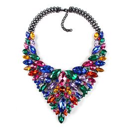 Colorful Gems Big Maxi Necklaces For Women fashion New Luxury Bridal Statement Jewelry Collar Choker Necklaces & Pendants CE3954