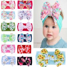 Baby Headbands Girls Bohemian Floral Hairbands Printed Bowknot Hair Band Bows Soft Flowers Headwear Boutique Party Hair Accessories D6324