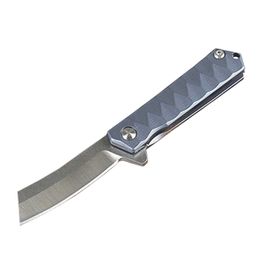 Factory Price New Small Flipper Folding Knife D2 Satin Finish Blade CNC TC4 Titanium Alloy Handle Ball Bearing Knives