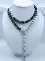 34.5 "adjustable 9-10MM real South Sea Multicolor, black, gray, pearl necklace