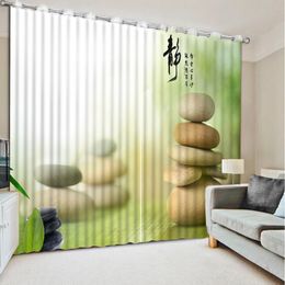 Curtains Stone bamboo Luxury Blackout 3D Window Curtain Living Room Bedroom Drapes Cortina Rideaux Customised size