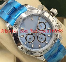 High Quality Men's Watch Stainless Steel Bracelet Platinum Ice Blue Dial 116506 No Chronograph Mechanical Automatic Movement Mens Watches