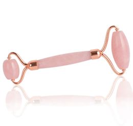 new arrival anti Ageing facial pink jade roller 100 natural crystal stone puffy handle rose quartz face roller