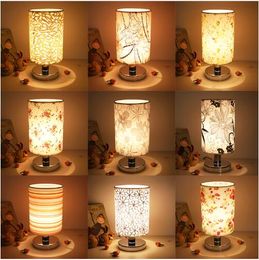 LED Table Lamps For Bedroom Living Room Fabric Bedside Lamp E27 Bed Lamp Art Deco Stainless Steel Lampe De Chevet De Chambre