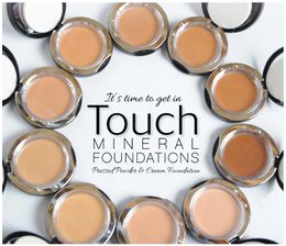 Hot Sale Cosmetics Touch Mineral Pressed Cream Foundation Primed Powder 10 Colour Best Quality Compact Face Cake Powder Makeup Free DHL Ship