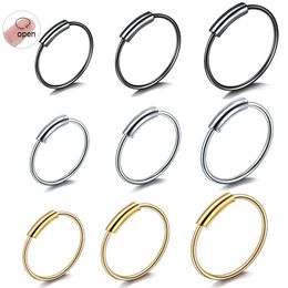 1 Pc 8/10 / 12MM Steel Nose Rings Hoop Cartilage Septum Piercing Tragus Ear Clip Hoop Rings Lip Helix Ear Nose Piercings Jewellery Clip Gift