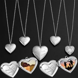 Love Heart Photo Frame Copper Photo Pendant Alloy Picture Necklace Valentines Wedding Gift Decoration Birthday Present