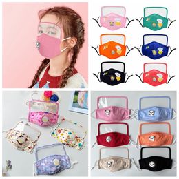 New 2 in 1 Kids Eye Face Mouth Mask with Valve Face Cover NO Filters Earloop Outdoor PM2.5 Anti-dust Pollution Party Masks
