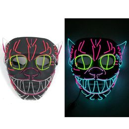 Halloween Decoration LED MASK Glowing Cat Mask Costume Anonymous Mask for Glowing Dance Carnival Party Masks