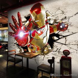 3d View Iron Man Wallpaper Giant Wall Murals Cool Photo Wallpaper Boys Room Decor Tv Background Wall Bedroom Hallway Kids Room Free Shipping