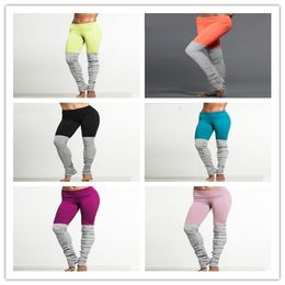 Fashion Green Running Tights Yellow Sports Leggings Pink Yoga Pants Patchwork Fitness Skinny Pants Slim Women Gym Leggings Push Up Sexy