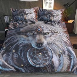 3D Wolf Moon Forest 7 Bed Pillowcases Quilt Duvet Cover Set Single Queen AU