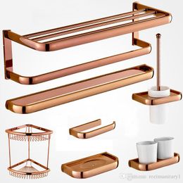 Rose Gold Solid Brass Towel Rack Bath Toilet Paper Holder Toothbrush Holder Bathroom Accessories