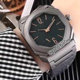 New Octo Finissimo 103011 Rose Gold Mark Automatic Mens Watch Titanium Steel Black Dial Stainless Steel Sports Watches Cool Pureti237y
