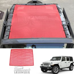Red Mesh Sunshade Roof SunShade Net For Jeep Wrangler JL JLU 2018+ 4Door Auto Exterior Accessories