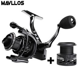 Mavllos Saltwater Carp Spinning Fishing Reel 15BB Ratio 5.5:1 1000-7000 Model 2 Spools Metal Body Sea Boat Jigging Fishing Reel