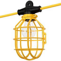 50 ft. Temporary Lighting String Work Light Commercial Heavy Duty w/ Bulb Cages