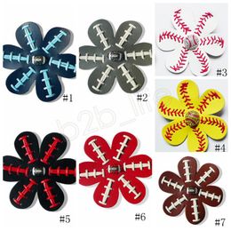 Baseball Softball Hairclips Leather Hair Flower Clips Seamed Hair Bows Rhinestone Pin Baseball Hair Barrettes Party Favor GGA1715