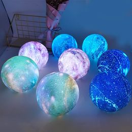 4 Colour New creative led lights dream star lights 3D printing Colour Moon Lamp children's Christmas Lighting Toys T2I5676