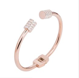 Fashion-r Jewellery titanium steel bracelets rose gold Colour crystal bangles for women classic simple hot fashion