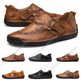 new Hand stitching men's casual shoes set foot England peas shoes leather men's shoes low large size 38-48 Thirty