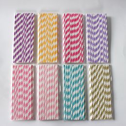 25pcs Biodegradable Paper Straws Different Colours Rainbow Stripe Paper Drinking Straws Bulk Paper Straws for Juice Colourful drinking straw
