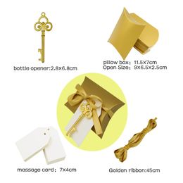 200pcs/lot Pillow candy box key shape bottle opener keyring keychain beer openers wedding Party gift Favours supplies