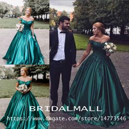 Plus Size 3D-Floral Appliqued verde scuro abiti da sera 2019 Nuovo in rilievo Quinceanera raso abiti da ballo dolce 16 lungo abito formale da promenade