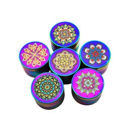 Newest Colourful Rainbow Zinc Alloy 52MM Dry Herb Tobacco Grind Spice Miller Grinder Crusher Grinding Chopped For Cigarette Smoking Tool DHL