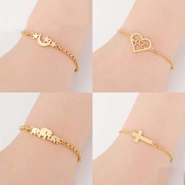 2020 New Animal Bracelets Gold Chain Jewellery Butterfly Cross Elephent Heart Charm Bracelet for Women Valentine's Day Gift