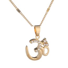 Gold Colour Hindoo Jewellery India Hindu Buddhist AUM OM Pendant Necklace Hinduism India Women Girl Chain Jewellery