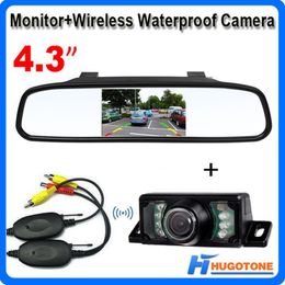 4,3 zoll TFT Auto Spiegel Monitor Auto Einparkhilfe Rückspiegel Nachtsicht Drahtlose Wasserdichte Rückfahrkamera