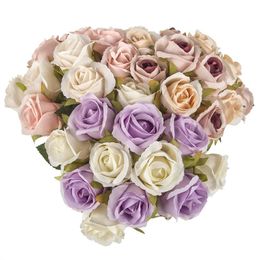 Artifical Rose Silk Flowers Small Bouquet Flores Wedding Party Festive Home Party Decorative Flowers Supplies