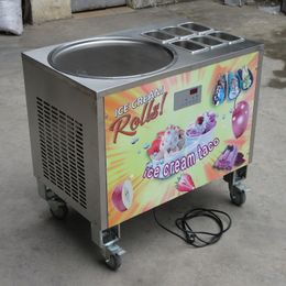 Free shipment food processing equipment single round pan 6 tanks thai fry ice cream roll machine