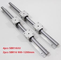 2pcs SBR16 900mm/1000mm/1100mm/1200mm support rail linear rail guide + 4pcs SBR16UU linear bearing blocks for CNC router parts