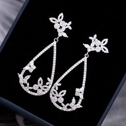 Fashion- earrings hoops for women 2018 fashion earring allergy free Wedding Jewellry Female Water Drop Earings Cubic Zirconia