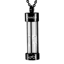 Fashion black Hourglass Urn Necklace Cremation Ashes Memorial Jewelry Transparent Pendants Free Fill kit & Chain