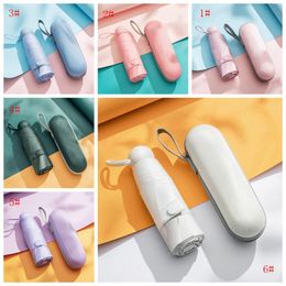 Mini Capsule Umbrella Five-folding Sun Protection Anti-UV Sunny Rainy Umbrellas Folding Women Pocket Umbrellara Customizable DBC BH3674