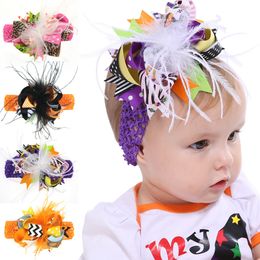 TOPBABY Children Feather Bows Flowers knit headbands hair bands clip accessories Kids Baby Girls Crochet Head band flower 20pcs SD052